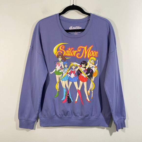 Sailormoon Women's Blue 5 Sailor Moon Characters Graphics Sweatshirt Size M - Picture 1 of 8